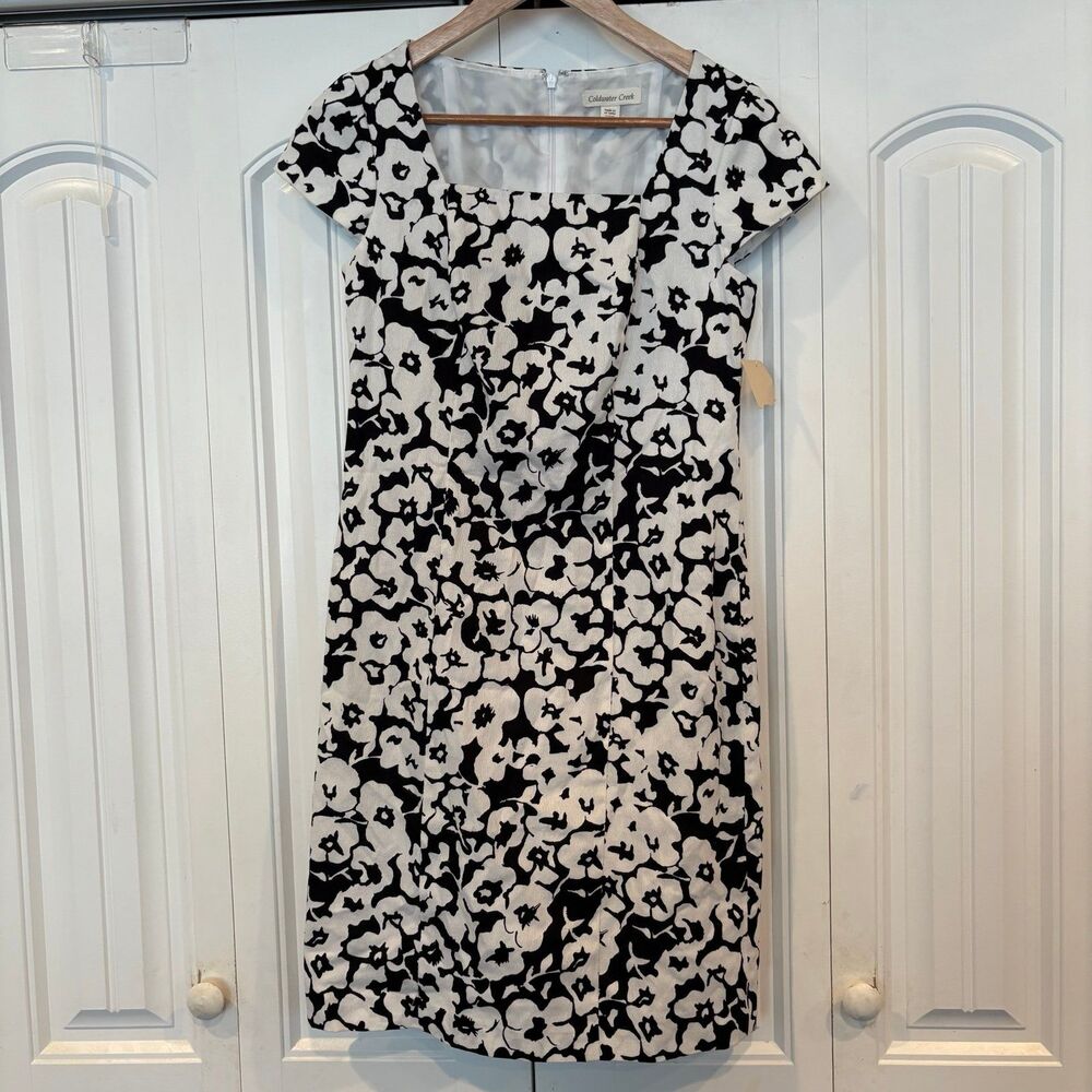 Coldwater Creek Black And White Floral Dress Size 4P